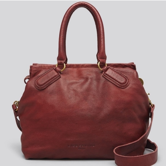 NWT Liebeskind Bag Slouchy Burgundy Pebbled Leather Handbag...